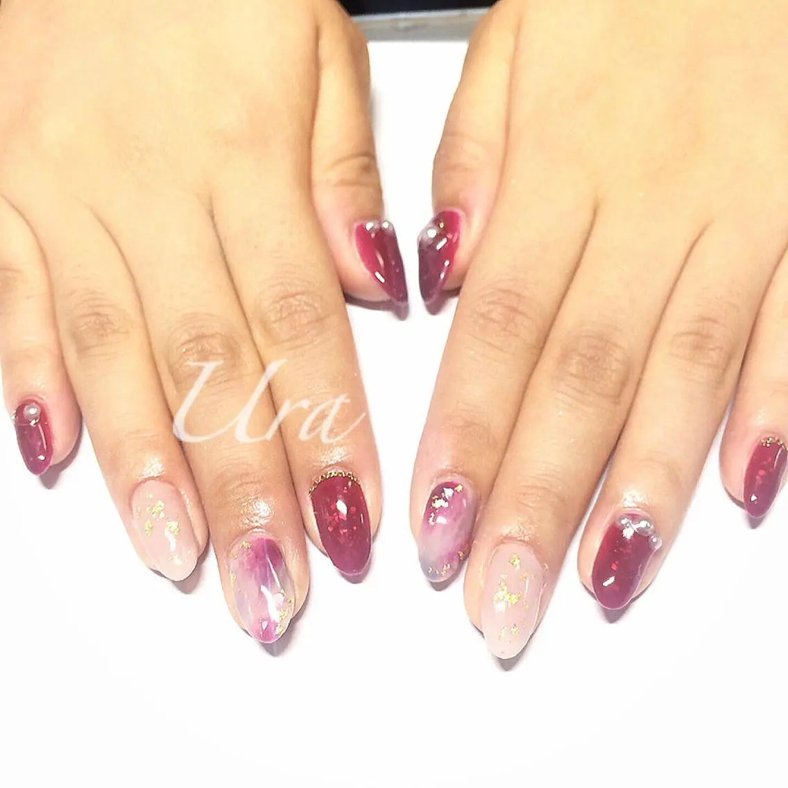 ネイル ボルドー クリアネイル UrakoNail 《nail》のネイルデザイン