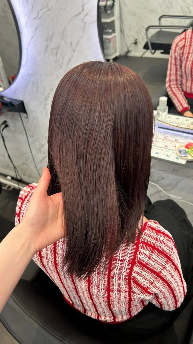 ミディアム カラー ボルドーカラー ヘアカラー トリートメント カット¥1100 ✂️MIUのヘアスタイル