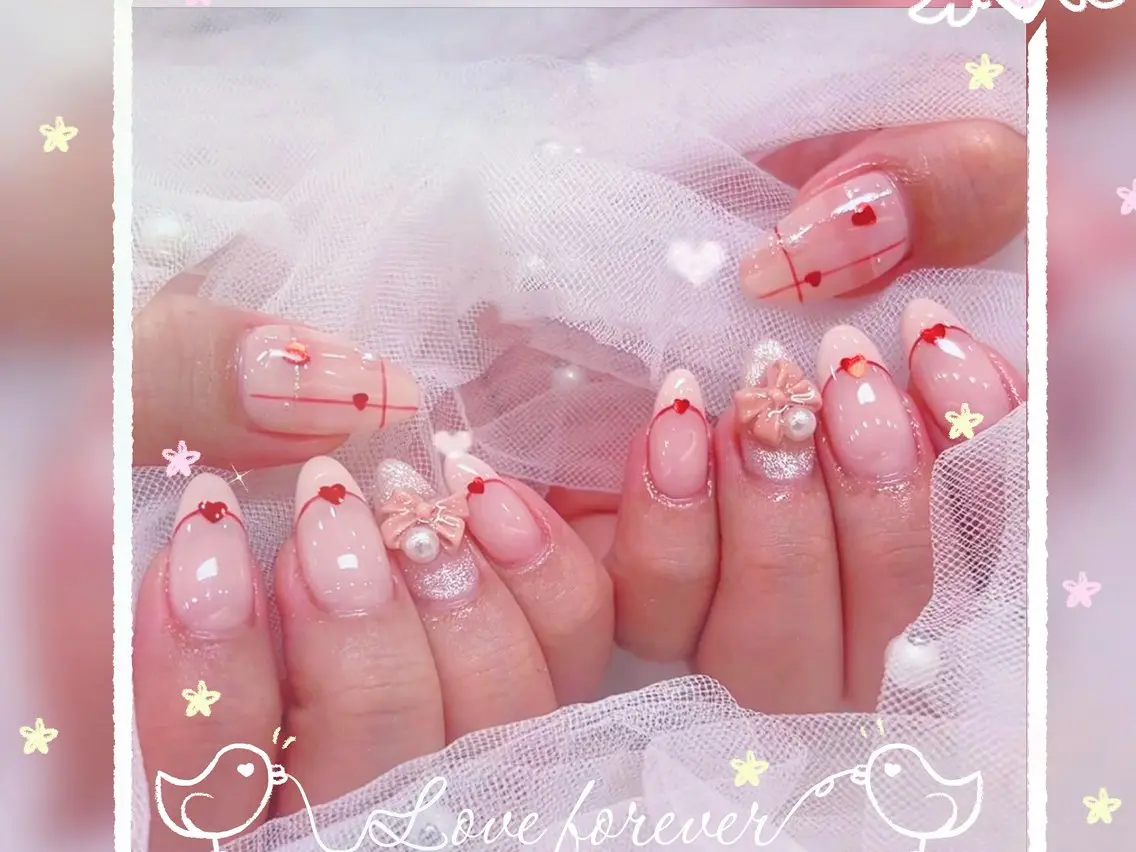 ネイル ガーリー 韓国ネイル ロングネイル 持ち込み ハンドネイル Nami nail salonのネイルデザイン