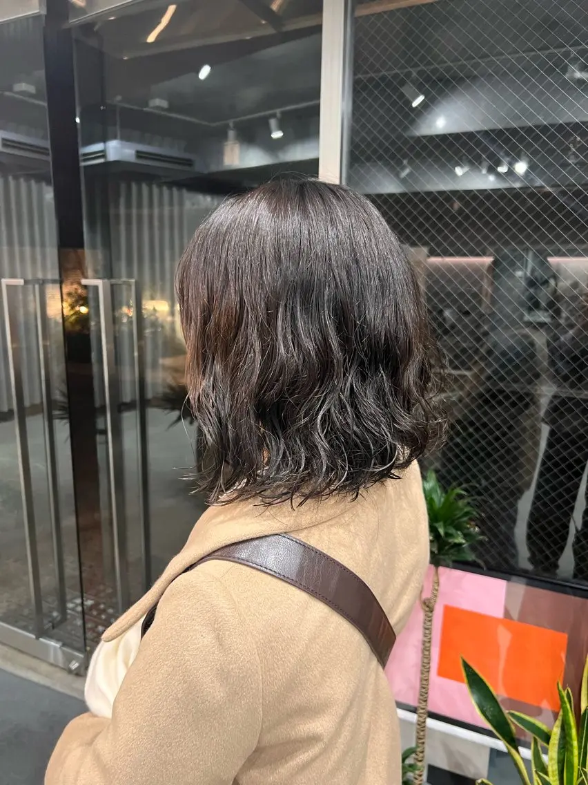ミディアム パーマ ショートボブ/似合 わせショート/表参道のヘアスタイル