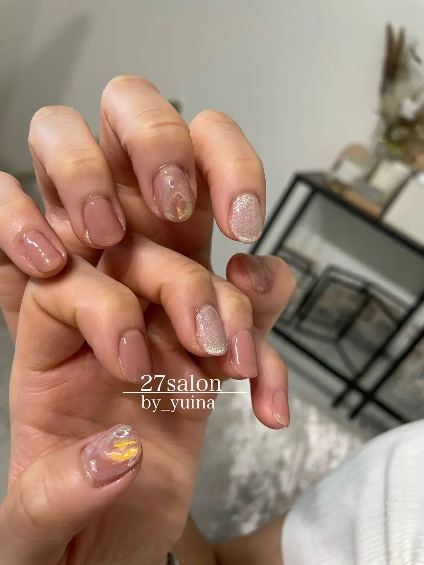 ネイル ニュアンスネイル オフィスネイル ハンドネイル 27salon yuinaのネイルデザイン