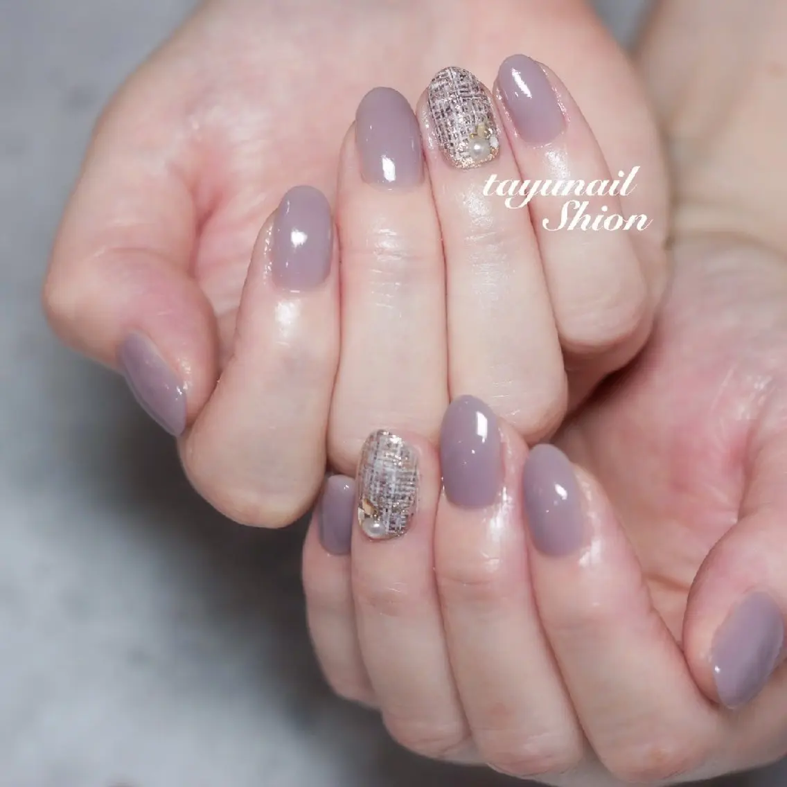 ネイル ジェルネイル ワンカラーネイル パラジェル ツイードネイル 冬ネイル ネイルサロン 【たゆnail】のネイルデザイン
