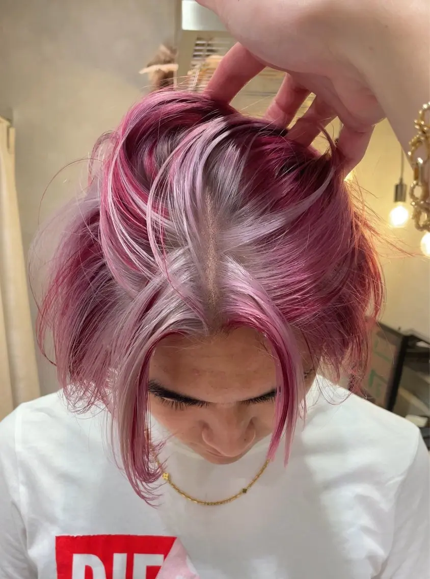 ミディアム カラー メンズ デザインカラー🌈/ ハイトーン/たけるのヘアスタイル
