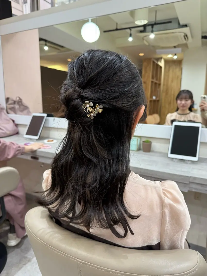 セミロング ヘアアレンジ ヘアセット 韓国風パーマ/ヘア セット/店長みづきのヘアスタイル