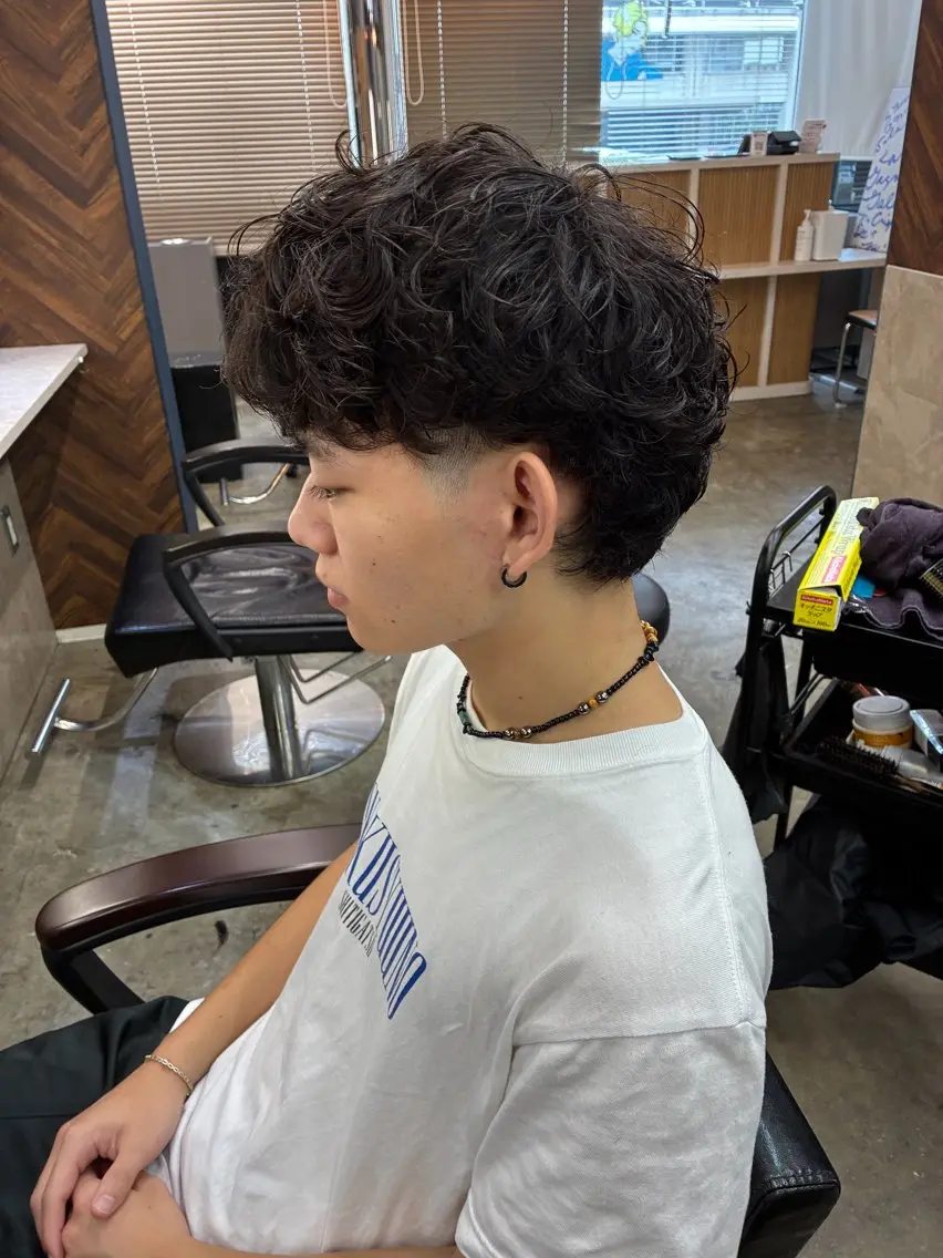 パーマ メンズ メンズパーマ プードルパーマ マレットヘア プードルパーマ カット パーマ メンズパーマ/ハイト ーン/YOSUKEのヘアスタイル