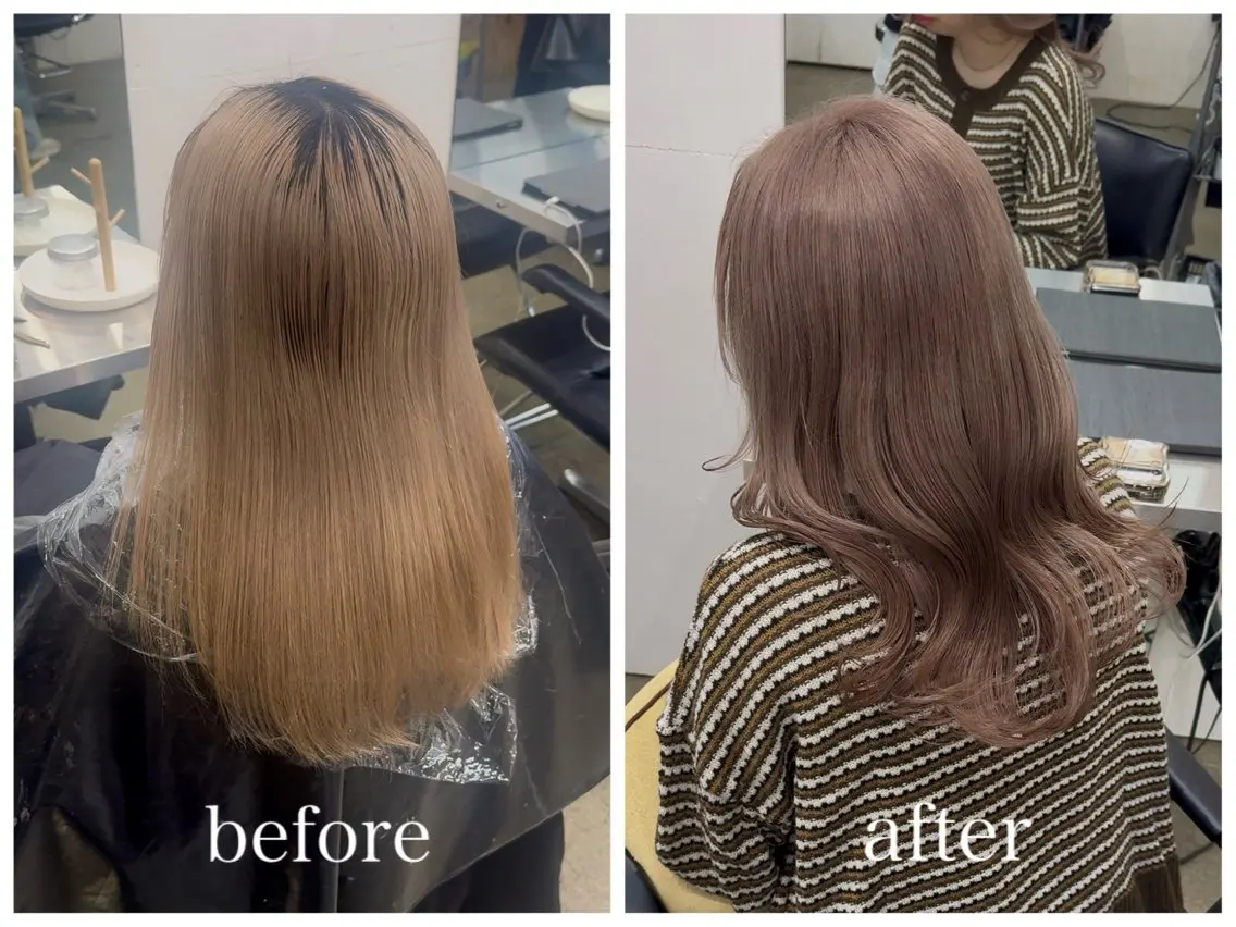 セミロング カラー ブリーチ 新宿 似合わせカラー HINAのヘアスタイル