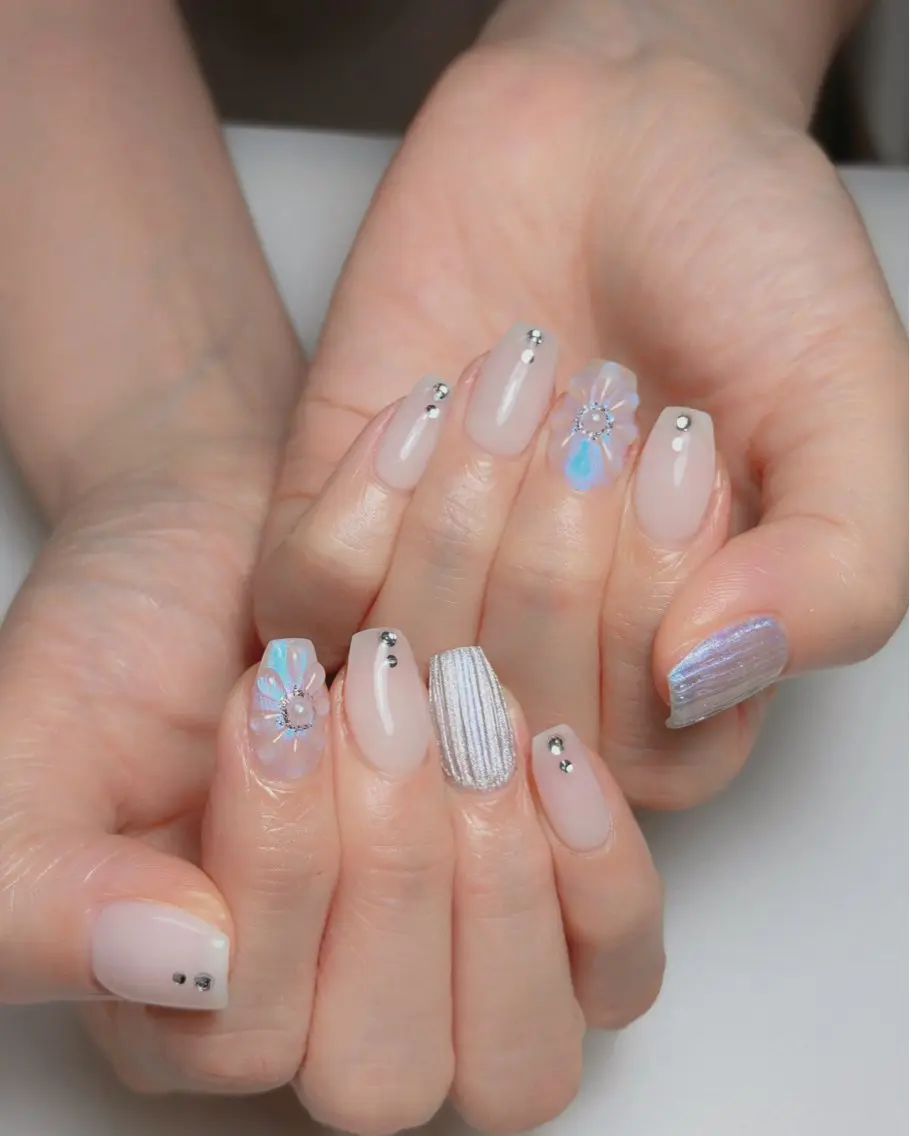 ネイル オーロラネイル 長さ出し フットネイル ラメ(グリッター) ラメグラデーション ハンドネイル 👍thumbs up nail👍のネイルデザイン