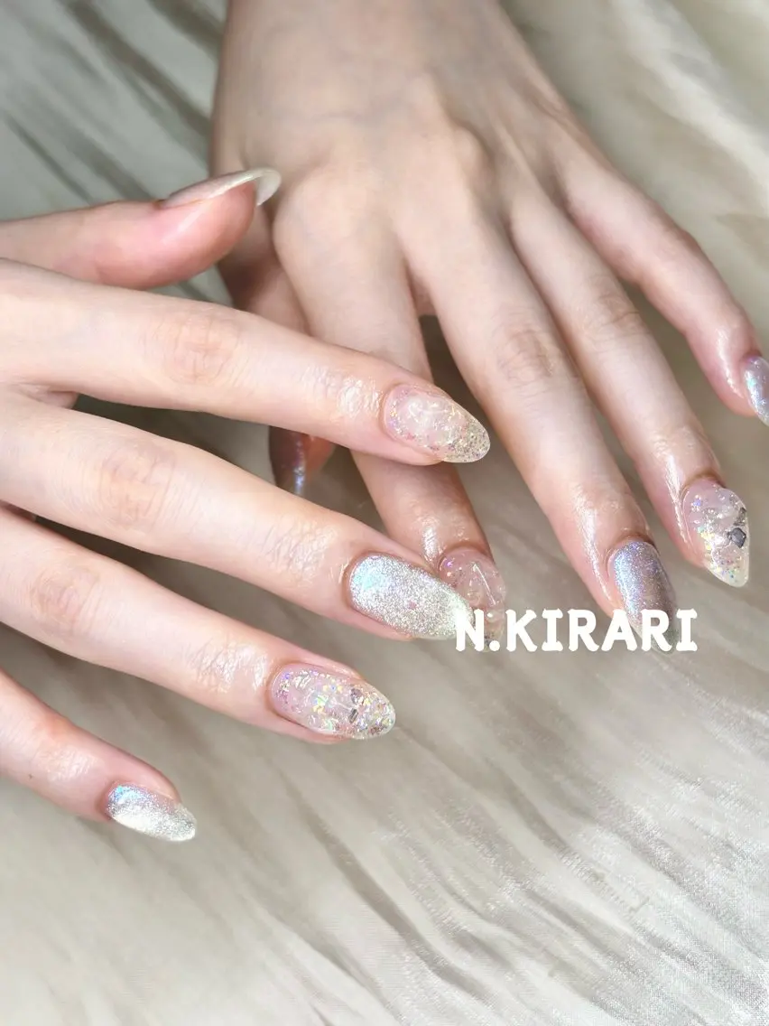 ネイル キラキラネイル マグネットネイル ニュアンスネイル ETE LUNA NAILのネイルデザイン