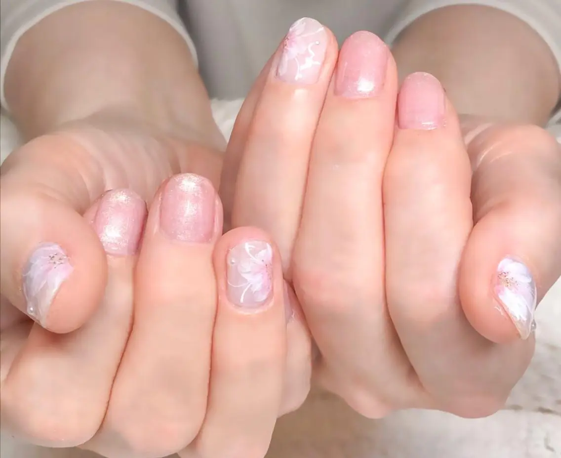 ネイル アートネイル 桜ネイル フラワーネイル ジェルネイル ニュアンスネイル Nyanco Nailのネイルデザイン