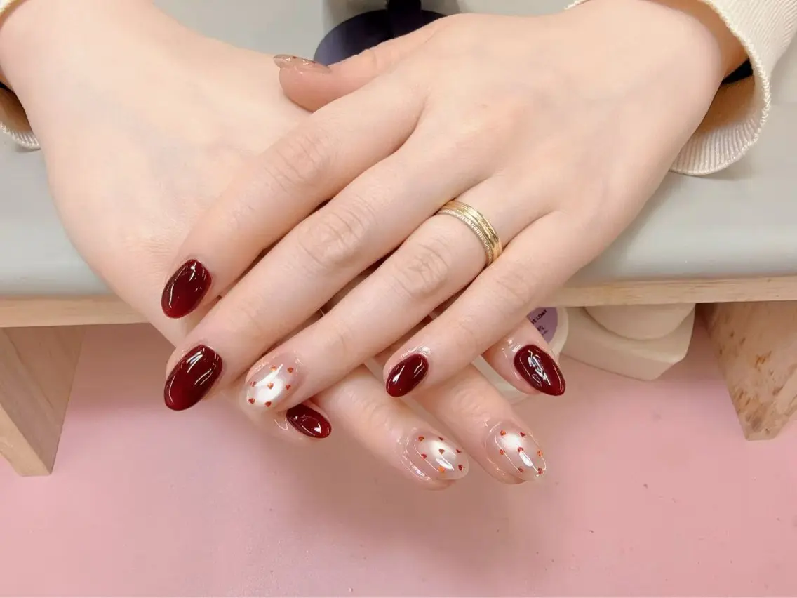 ネイル チークネイル フットネイル フレンチネイル ジェルネイル ガラスフレンチ 柚子 Nikoのネイルデザイン