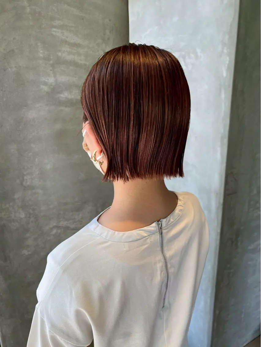 ショート カラー オレンジ ボブ カット ヘアカラー 透明感カラーリスト/ 岡崎/みゆうのヘアスタイル