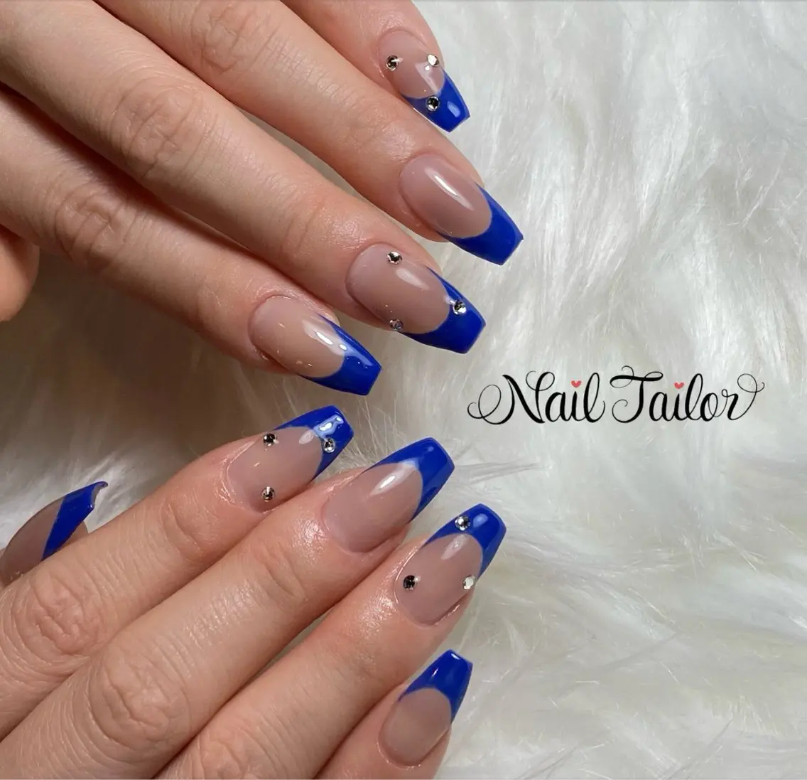 ネイル ブルー 長さ出し フレンチネイル ジェルネイル スカルプネイル ハンドネイル NailTailor ネイルテイラーのネイルデザイン