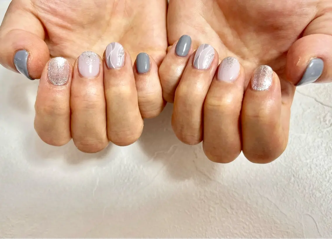 ネイル オーロラネイル フットネイル フレンチネイル ジェルネイル 韓国ネイル ハンドネイル kiki nail たまプラーザのネイルデザイン