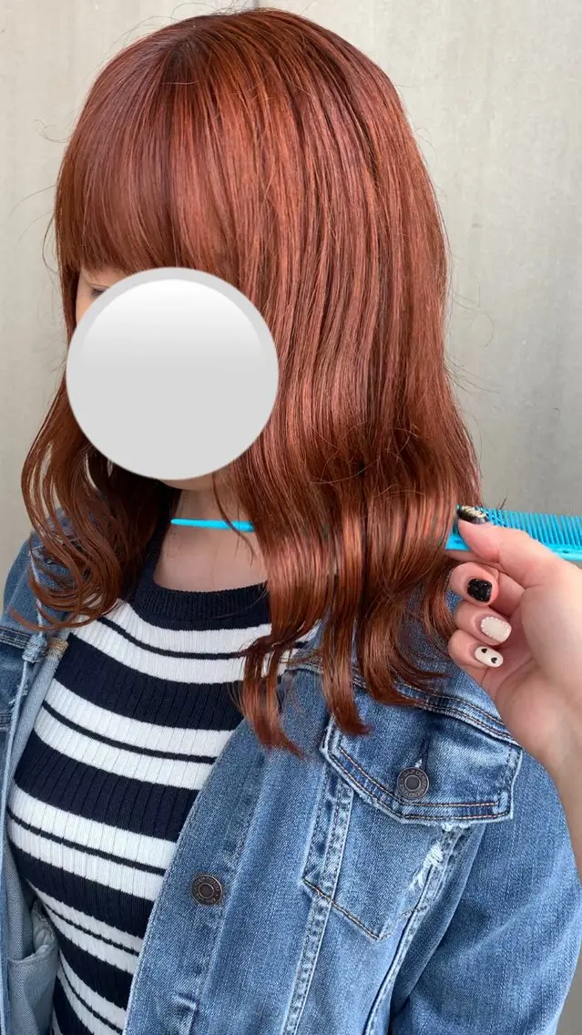 ミディアム カラー Agu peachのヘアスタイル
