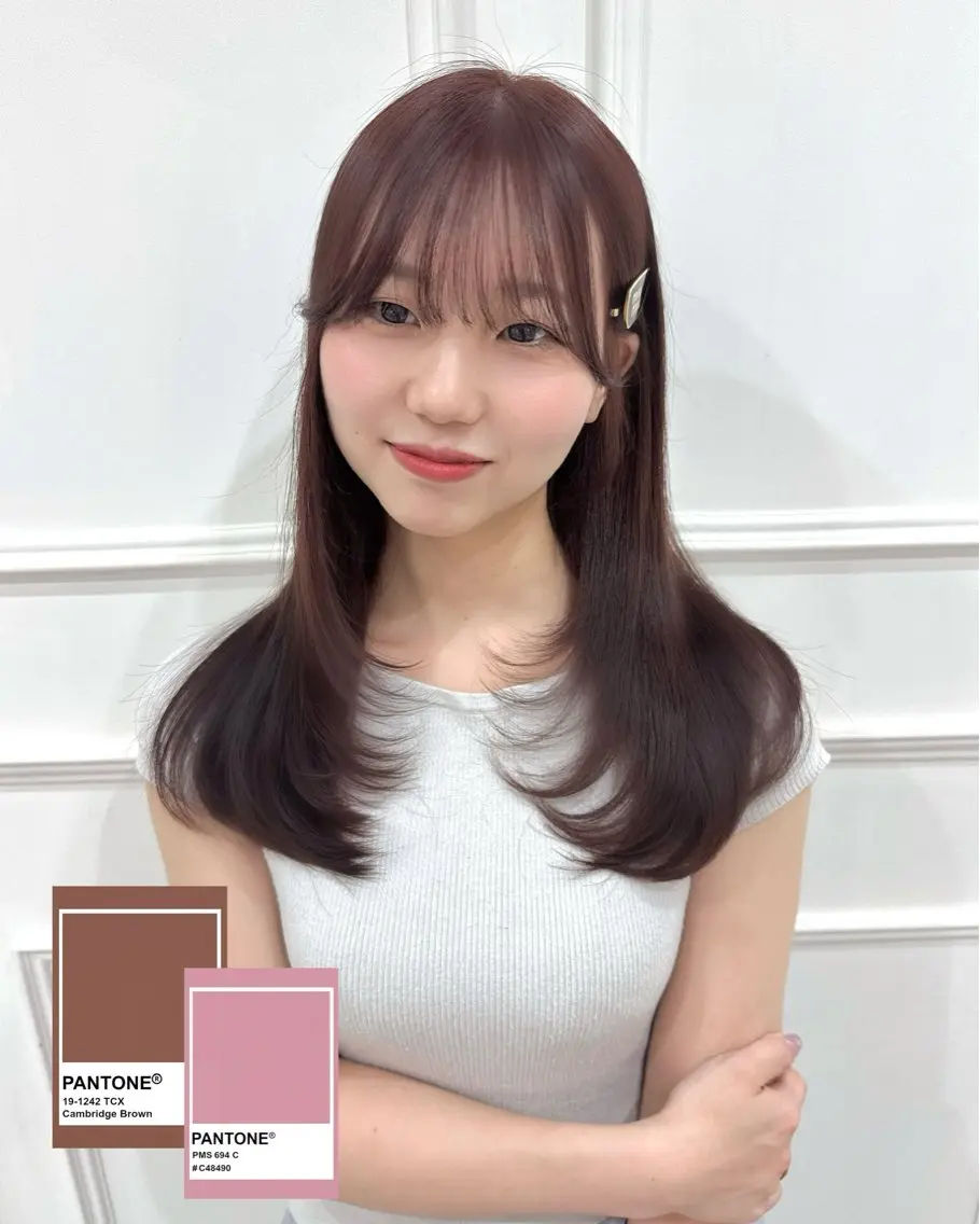ロング カラー ブラウンカラー ピンクカラー ピンクブラウン ヘアカラー トリートメント 表参道/ハイトーン/ ブリーチ/みずは🎀のヘアスタイル