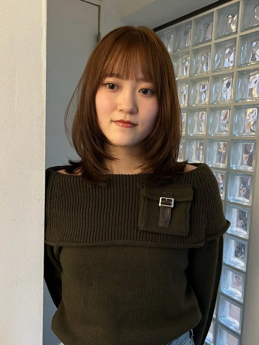 ミディアム カラー ブラウンカラー レイヤーカット カット ヘアカラー sakoda shunkiのヘアスタイル