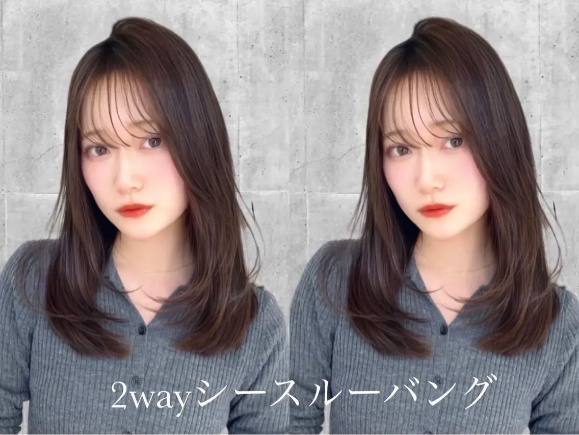 ロング カラー カット ヘアカラー レイヤー/髪質改善 縮毛/ハッシュカットのヘアスタイル