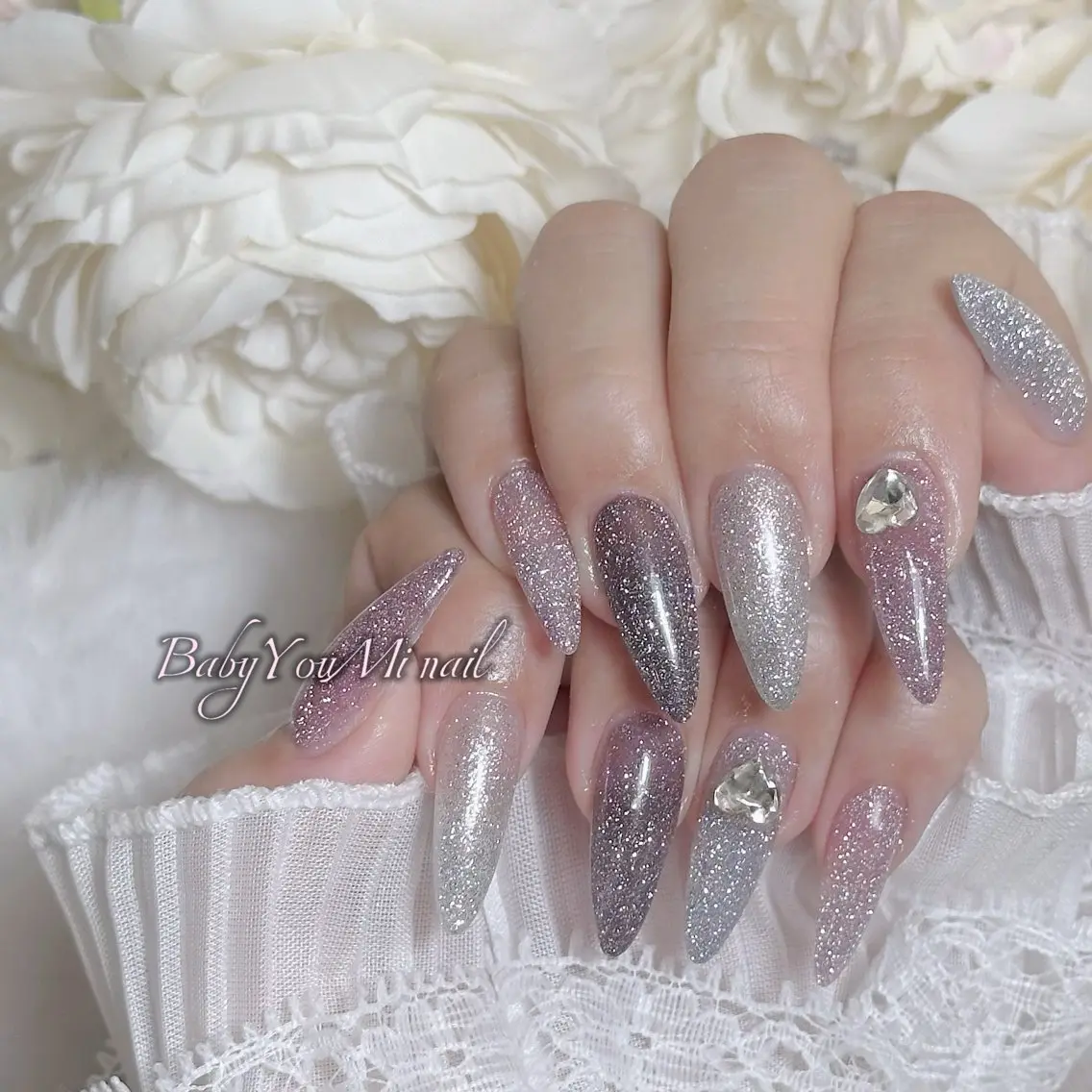 ネイル オーロラネイル 成人式 フットネイル フレンチネイル ジェルネイル ハンドネイル BabyYouMi nailのネイルデザイン