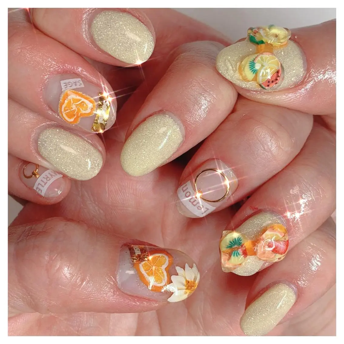 ネイル ハート オレンジ Nail salon Rilaのネイルデザイン