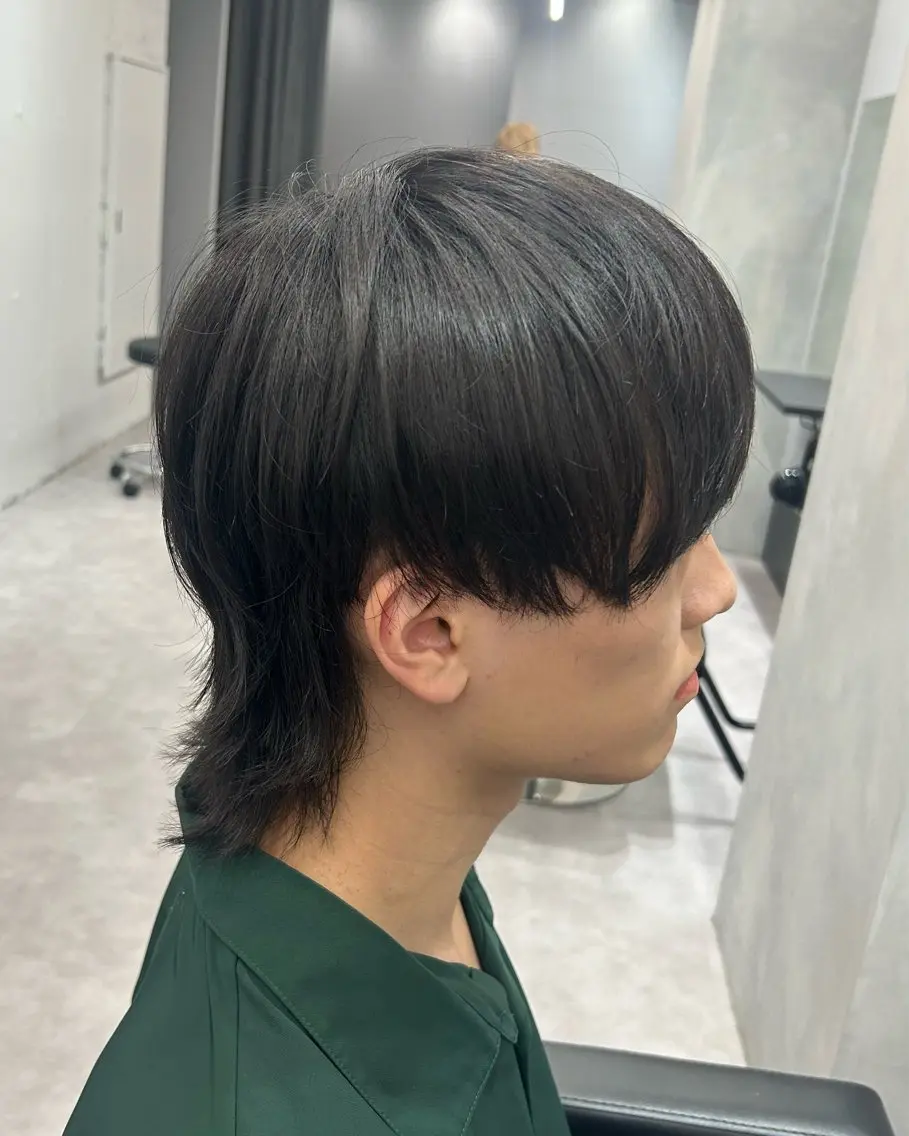 セミロング メンズ メンズウルフカット ウルフカット 曲がる縮毛矯正 LIBER 岩名のヘアスタイル