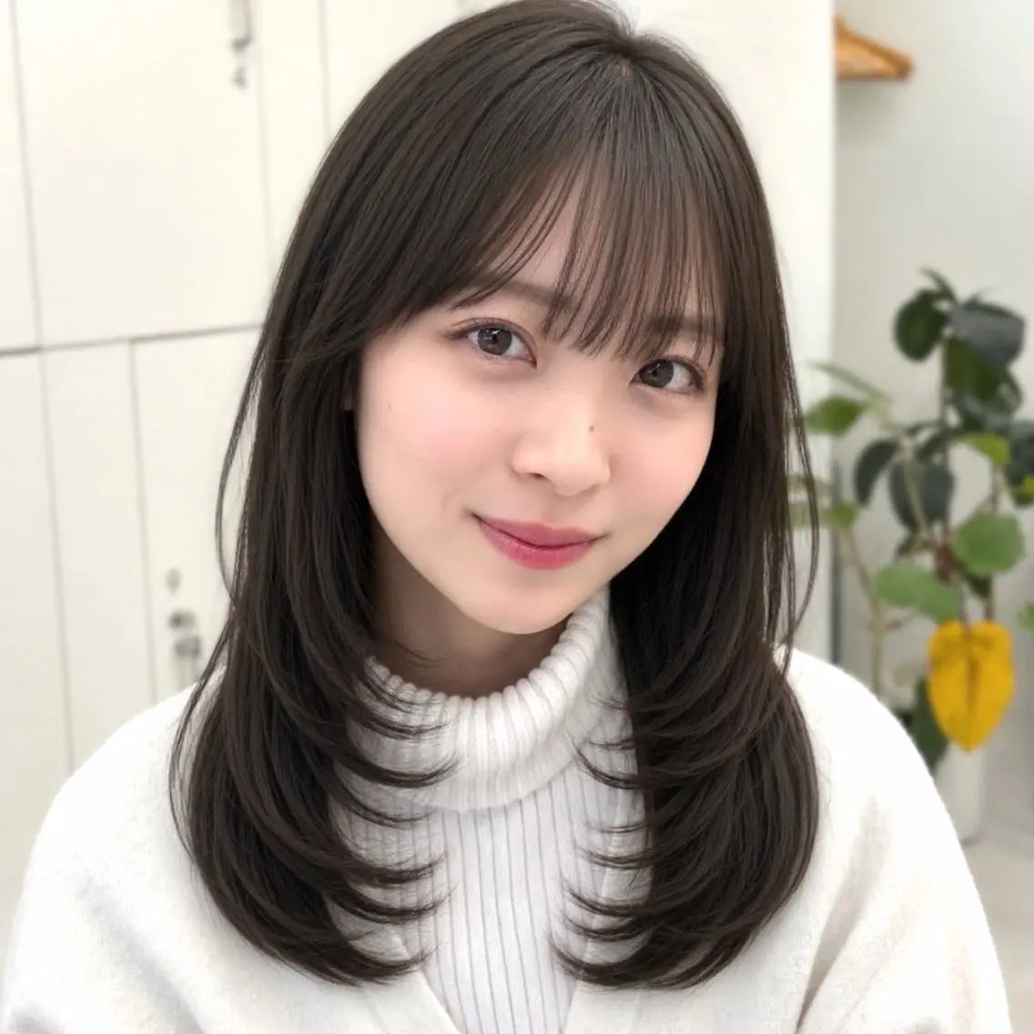ミディアム カラー 透明感カラー レイヤーカット カット ヘアカラー トリートメント mei / レイヤー 顔まわり 🤍のヘアスタイル