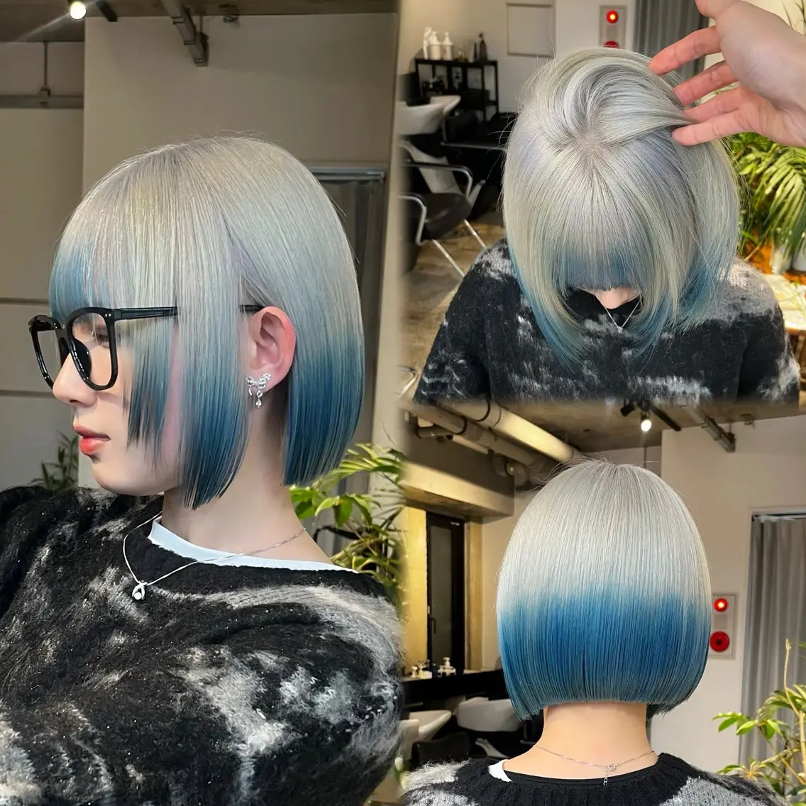 カラー カット ヘアカラー トリートメント ウルフ/レイヤー/ ブリーチカラーのヘアスタイル