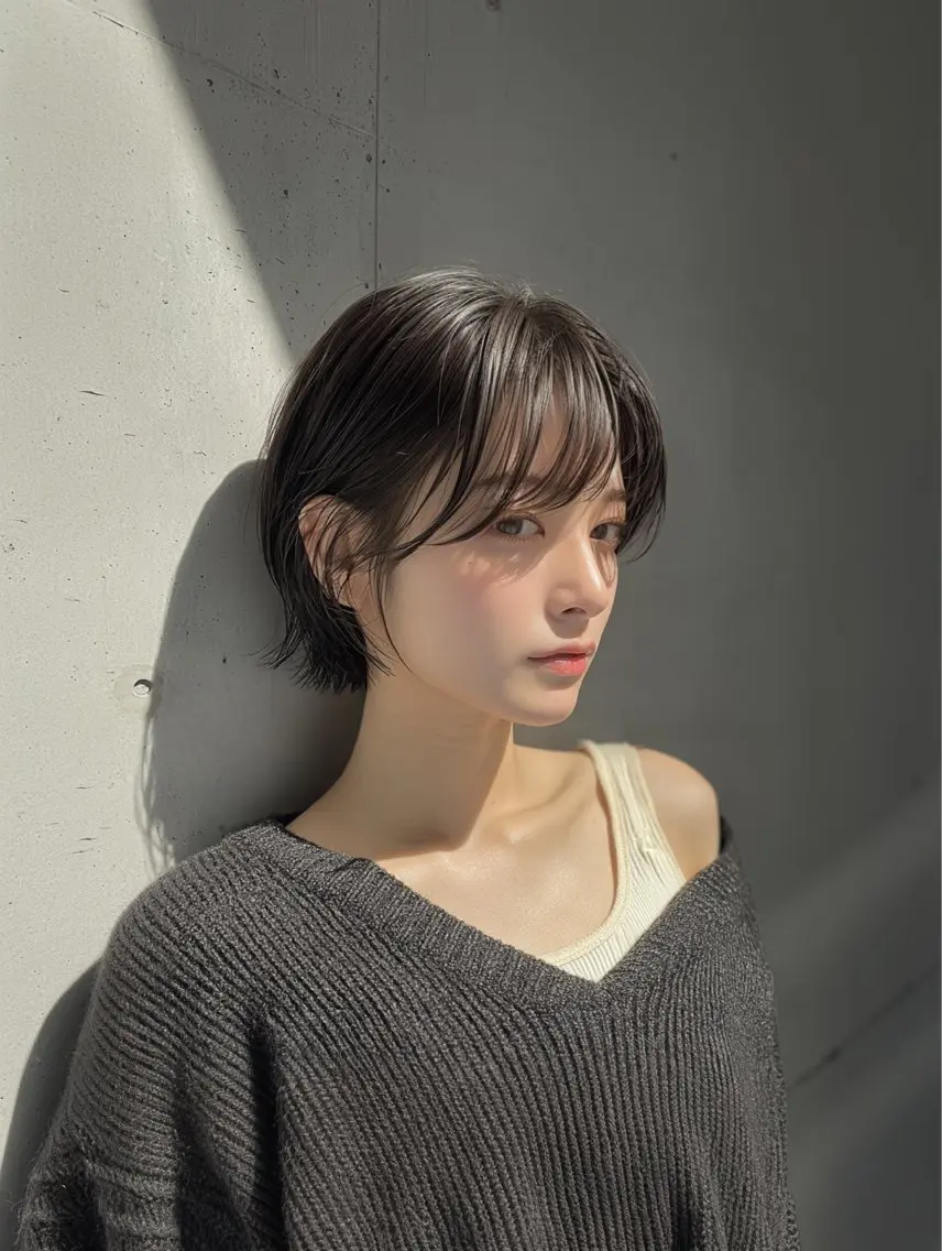 ショート カラー カット ヘアカラー トリートメント ボブ/透明感ベージュ 🫧クルミ🌟のヘアスタイル
