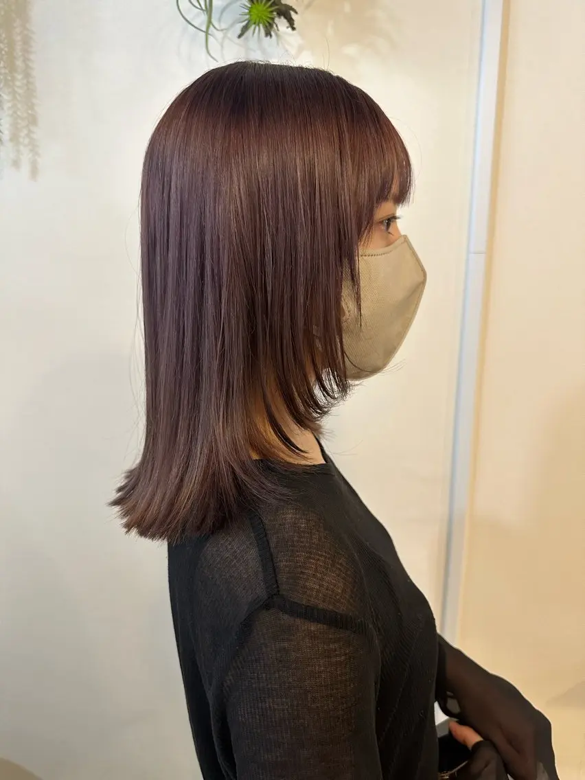 ミディアム カラー ラベンダーカラー 顔まわりレイヤー レイヤーカット ヘアカラー Sherry/R 三川町　木村祐里奈のヘアスタイル