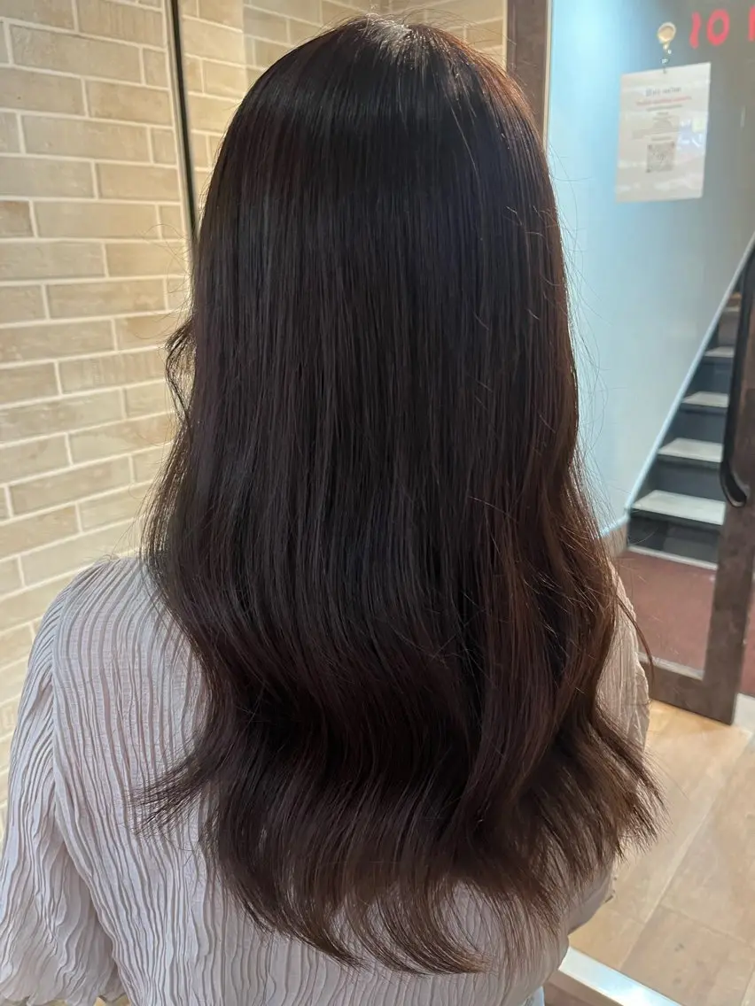 セミロング カラー ブラウンカラー パープルカラー パープルブラウン エクステ/心斎橋 🌙イツキのヘアスタイル