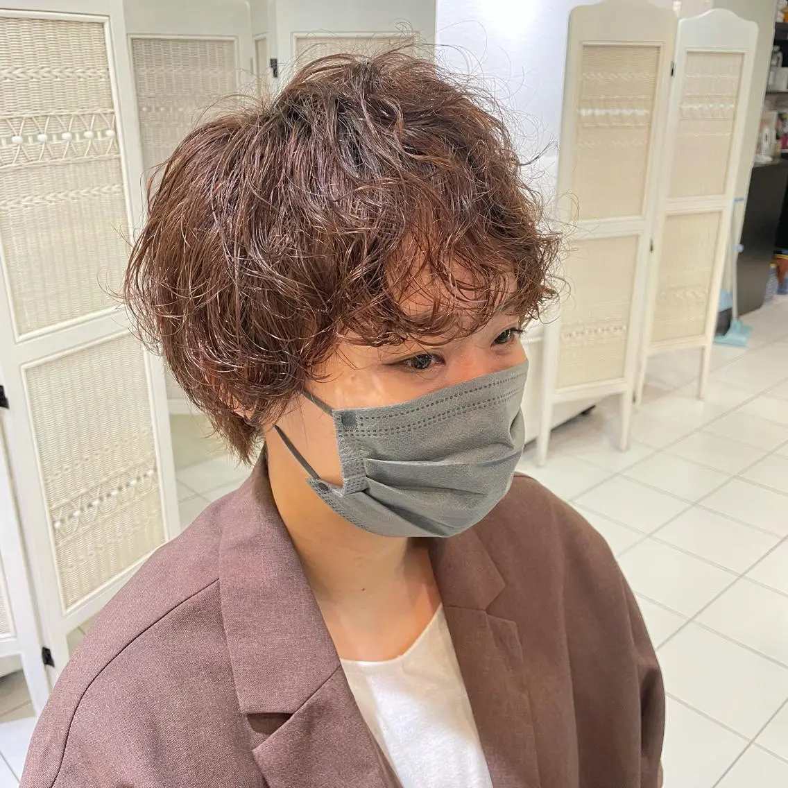 ショート パーマ ショートヘア 透明感カラー/ 寺田千雅子のヘアスタイル