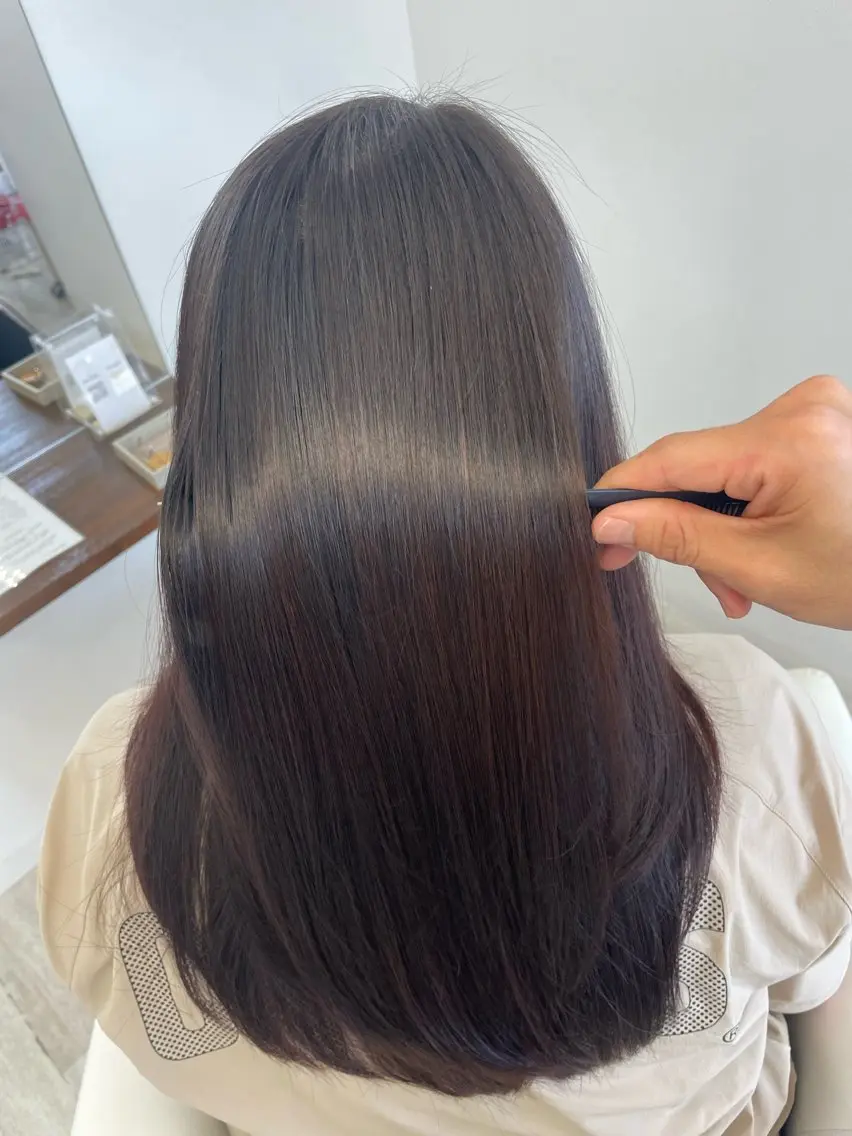 セミロング カット 縮毛矯正 トリートメント SHO担当髪質改善 東加古川アーティブのヘアスタイル
