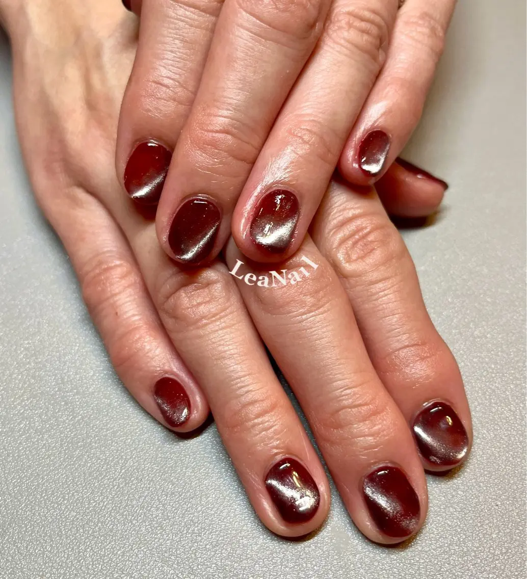 ネイル ボルドー マグネットネイル 持ち込み ハンドネイル Lea Nailのネイルデザイン