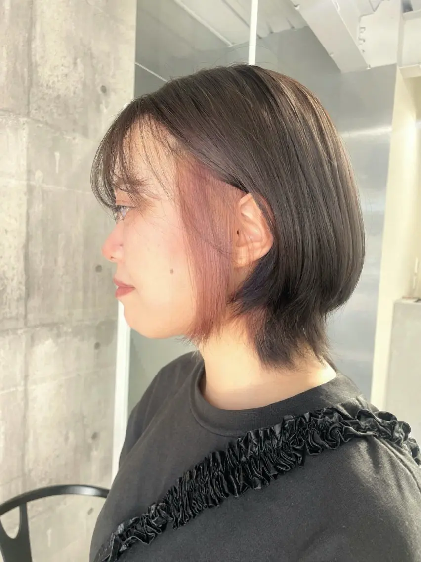 ミディアム カラー ピンクカラー 松村 友里圭のヘアスタイル