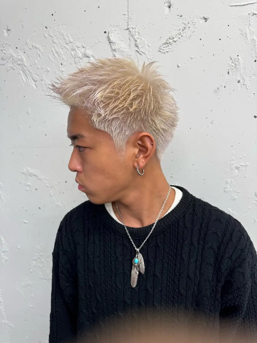 ショート カラー メンズ スパイキーショート 抜きっぱなしブロンド ブロンド ショートヘア カット ヘアカラー トリートメント 💈メンズ特化💈 TASUKUのヘアスタイル