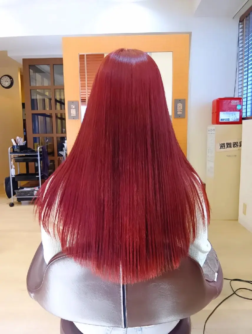 カラー ロング ブリーチ 透明感カラー ダブルカラー ブリーチなしカラー レッドカラー カット ヘアカラー トリートメント 小林暢🌟Orque 髪質改善サロン🌙のヘアスタイル