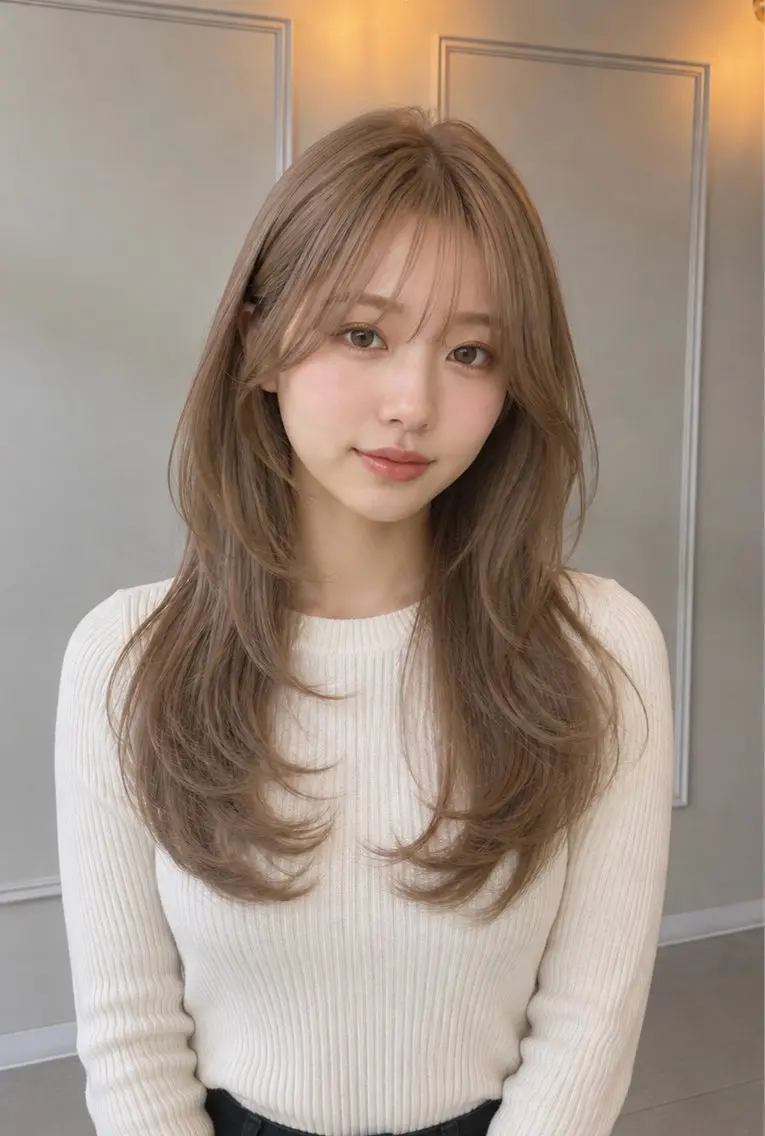 ロング カラー ヘアアレンジ ベージュカラー ヘーゼル レイヤーカット カット ヘアカラー トリートメント 🫧レイヤー/透明感 🫧Ryuseiのヘアスタイル