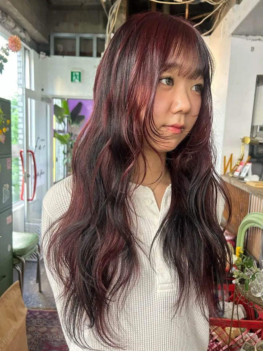 ロング カラー ブリーチ デザインカラー ダブルカラー ブリーチなしカラー カット ヘアカラー maho/垢抜け カラーパーマのヘアスタイル