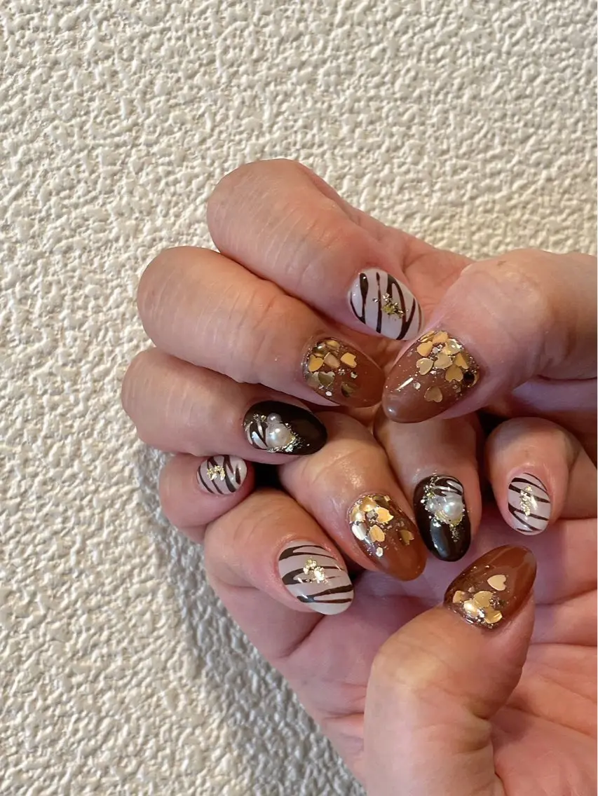 ネイル ジェルネイル ハート マグネットネイル パラジェル バレンタイン kiki nail &brow二子玉川のネイルデザイン