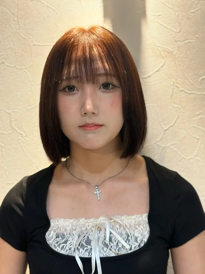 ショート 切りっぱなしボブ ボブ シースルーバング カットモデル募集中 murakamiのヘアスタイル