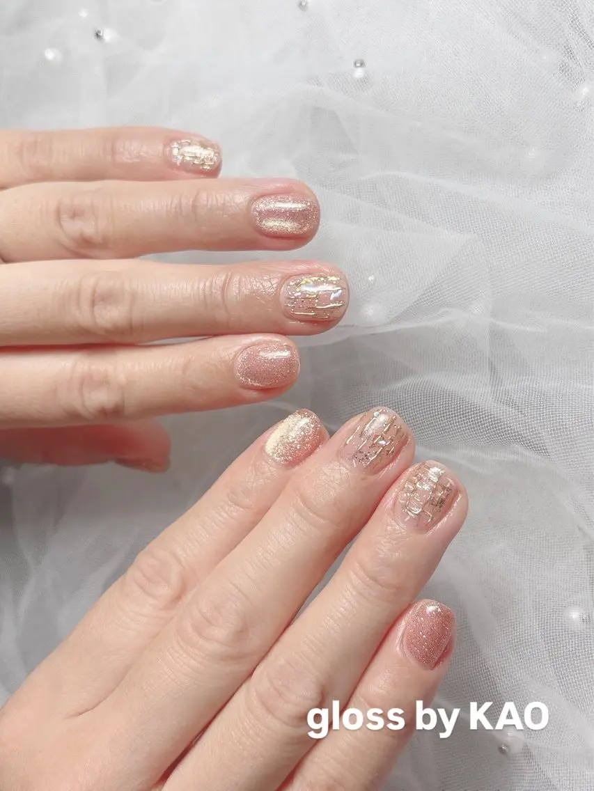 ネイル ミラーネイル ツイードネイル ハンドネイル gloss by KAOのネイルデザイン