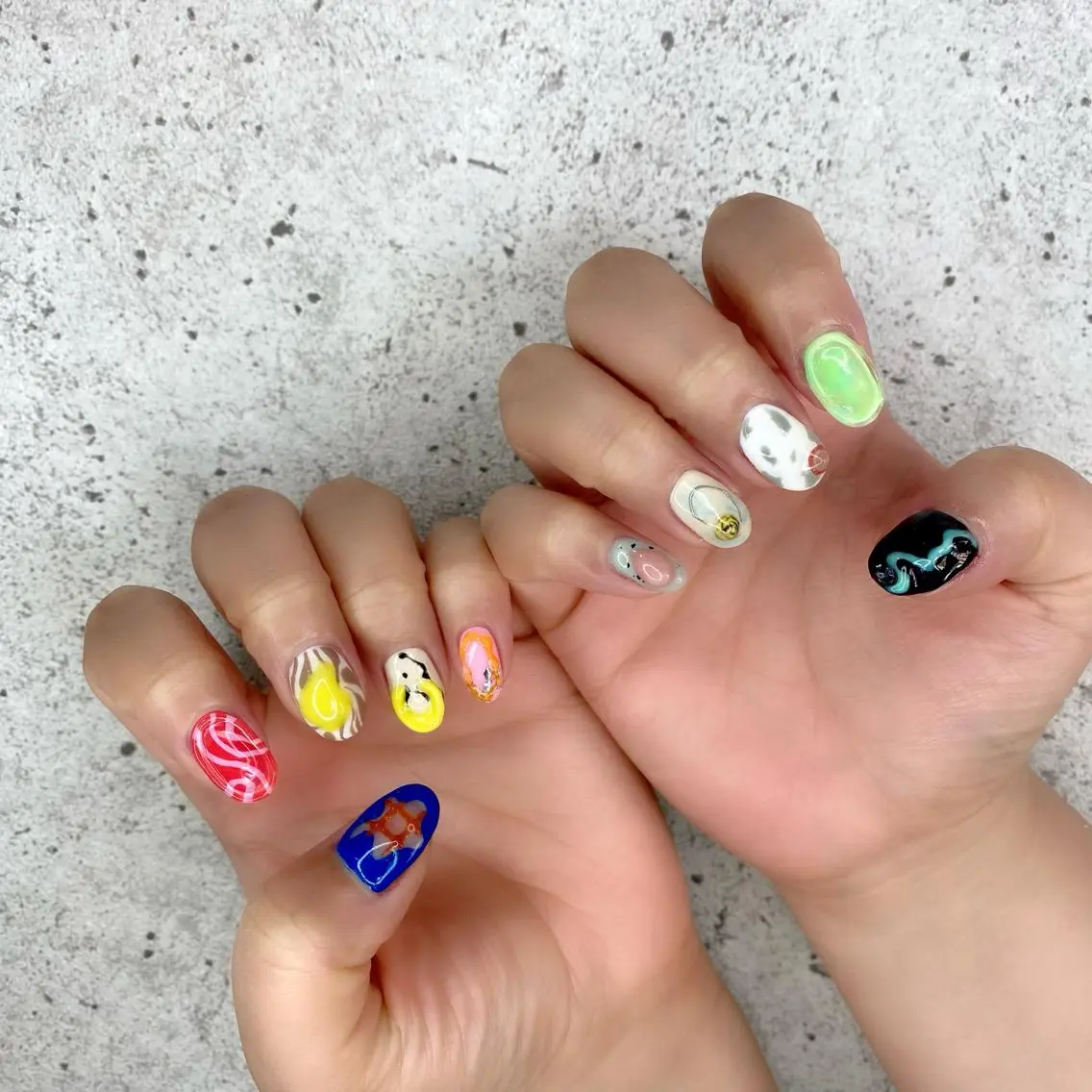 ショート カラー パーマ ヘアアレンジ メンズ キッズ ネイル マツエク・マツパ アイブロウ ぷっくりネイル ハンドネイル Salon Ｋのネイルデザイン
