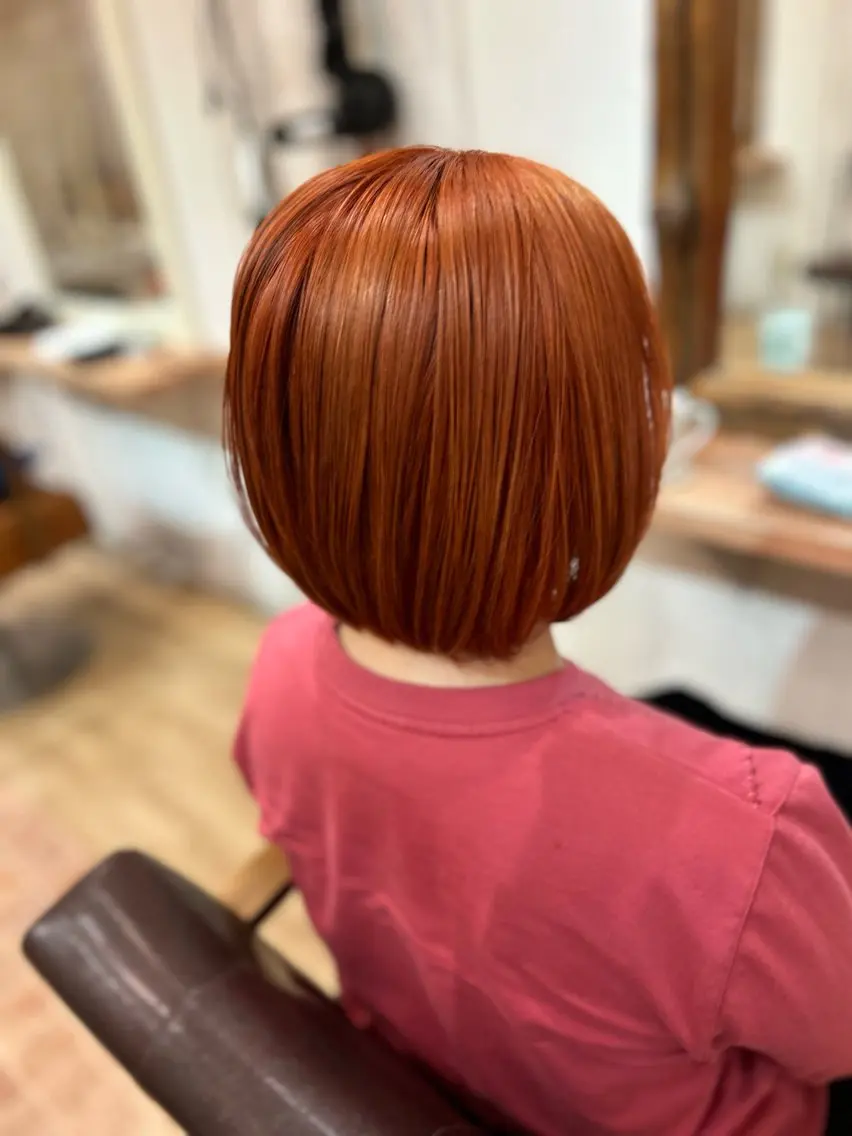 ミディアム カラー オレンジ ヘアカラー 今村 茜のヘアスタイル