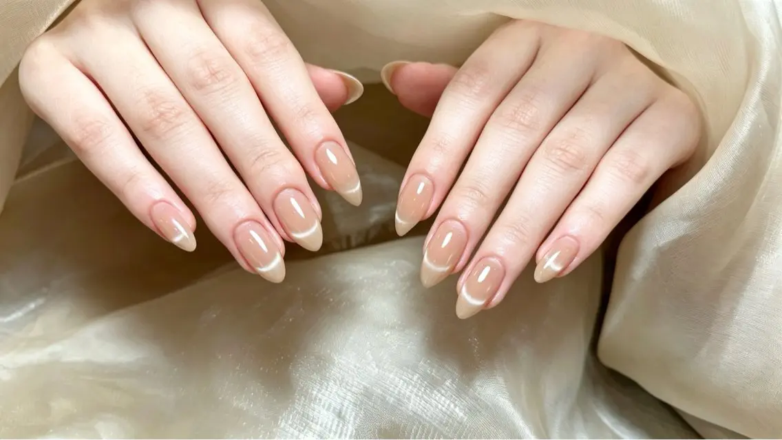 ネイル チークネイル 長さ出し フレンチネイル ジェルネイル 韓国ネイル ハンドネイル Lucky Nail Salon❷のネイルデザイン