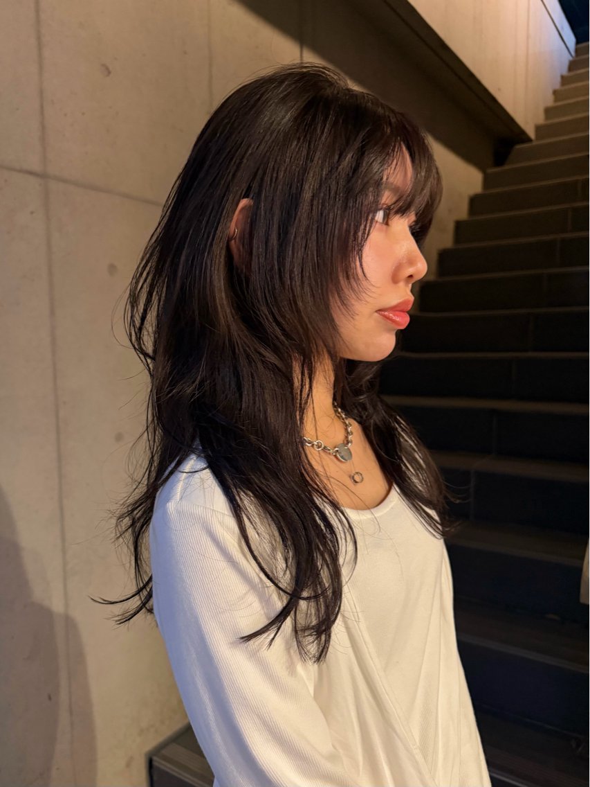セミロング カラー 顔まわりレイヤー ハッシュカット 韓国風ヘア レイヤーカット カット ヘアカラー 似合わせレイヤー/ 顔まわり/山本祐輔のヘアスタイル