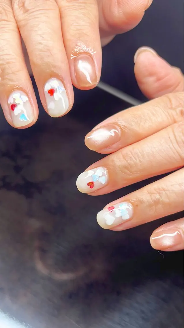 ネイル ハート 韓国ネイル 手書きが得意🖌️ Y’s  nailのネイルデザイン