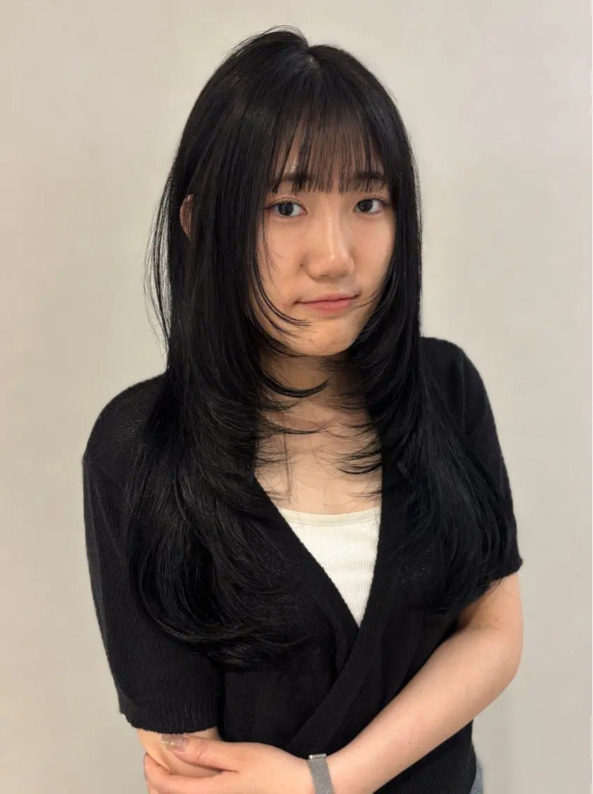 ロング カラー 顔周りカット おくれ毛 カット ヘアカラー トリートメント 名駅/sHiHo/透 明感カラー✨🎀/のヘアスタイル