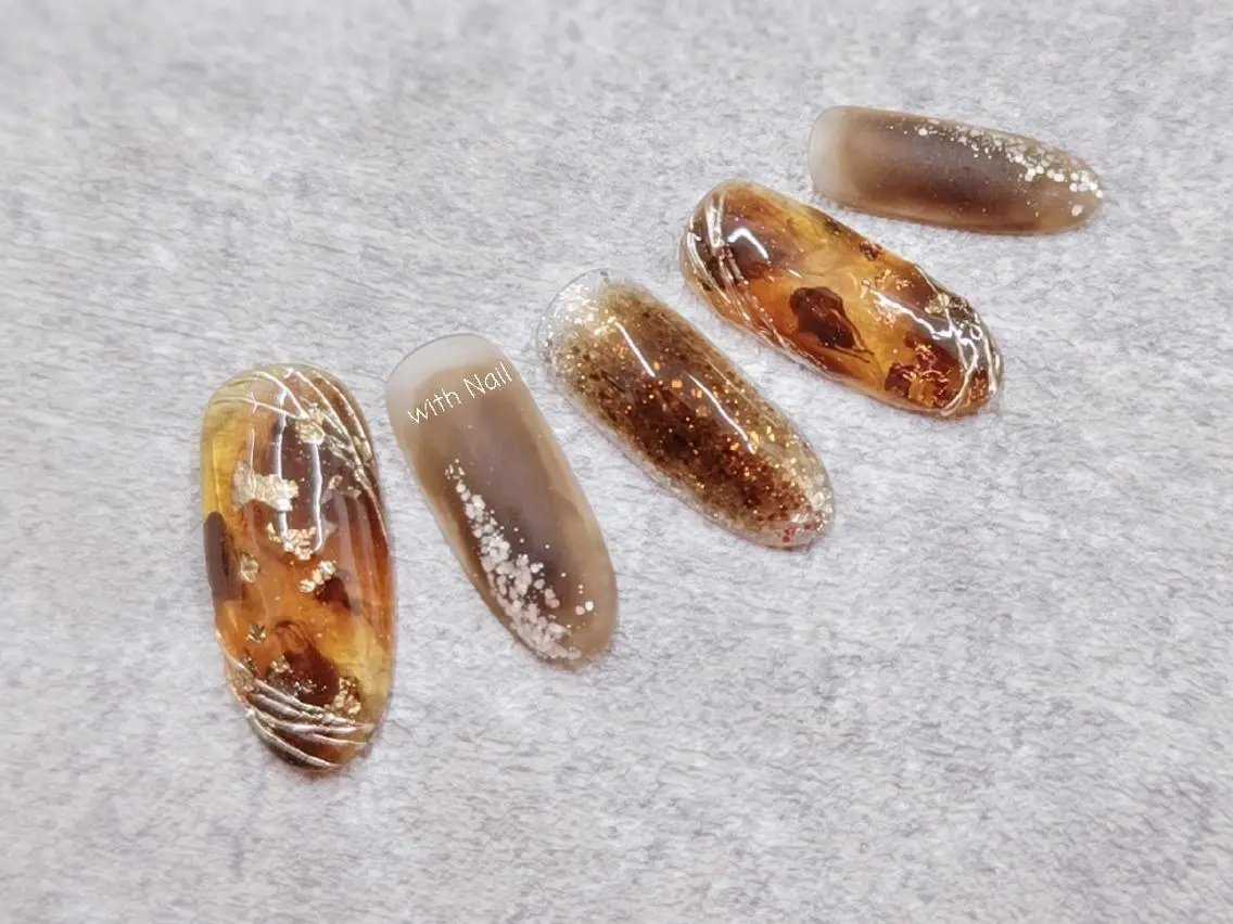 ネイル べっ甲ネイル ハンドネイル with Nail ナガヤのネイルデザイン