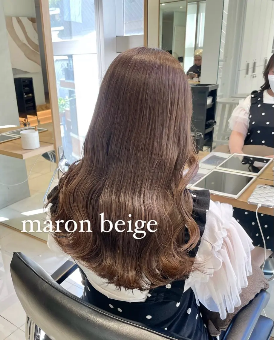 ロング カラー ベージュカラー ブリーチ 透明感カラー ブリーチなしカラー ヘアカラー トリートメント ツヤ髪/透け感ヘア 💎Nokaのヘアスタイル