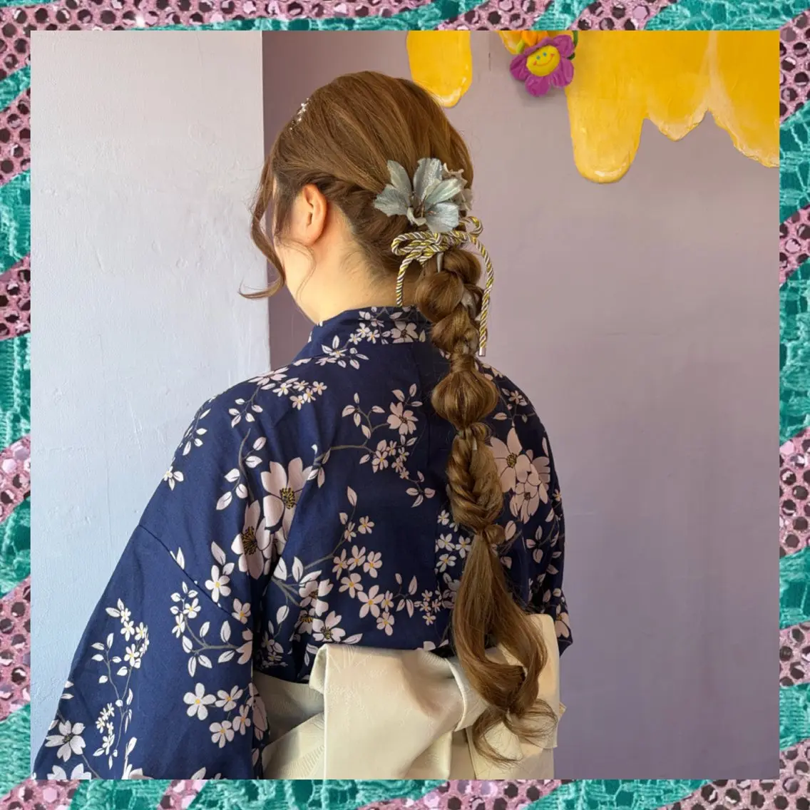 ヘアアレンジ 結婚式・ブライダル 浴衣 Miju💖派手髪/ ティンセル/エクステのヘアスタイル