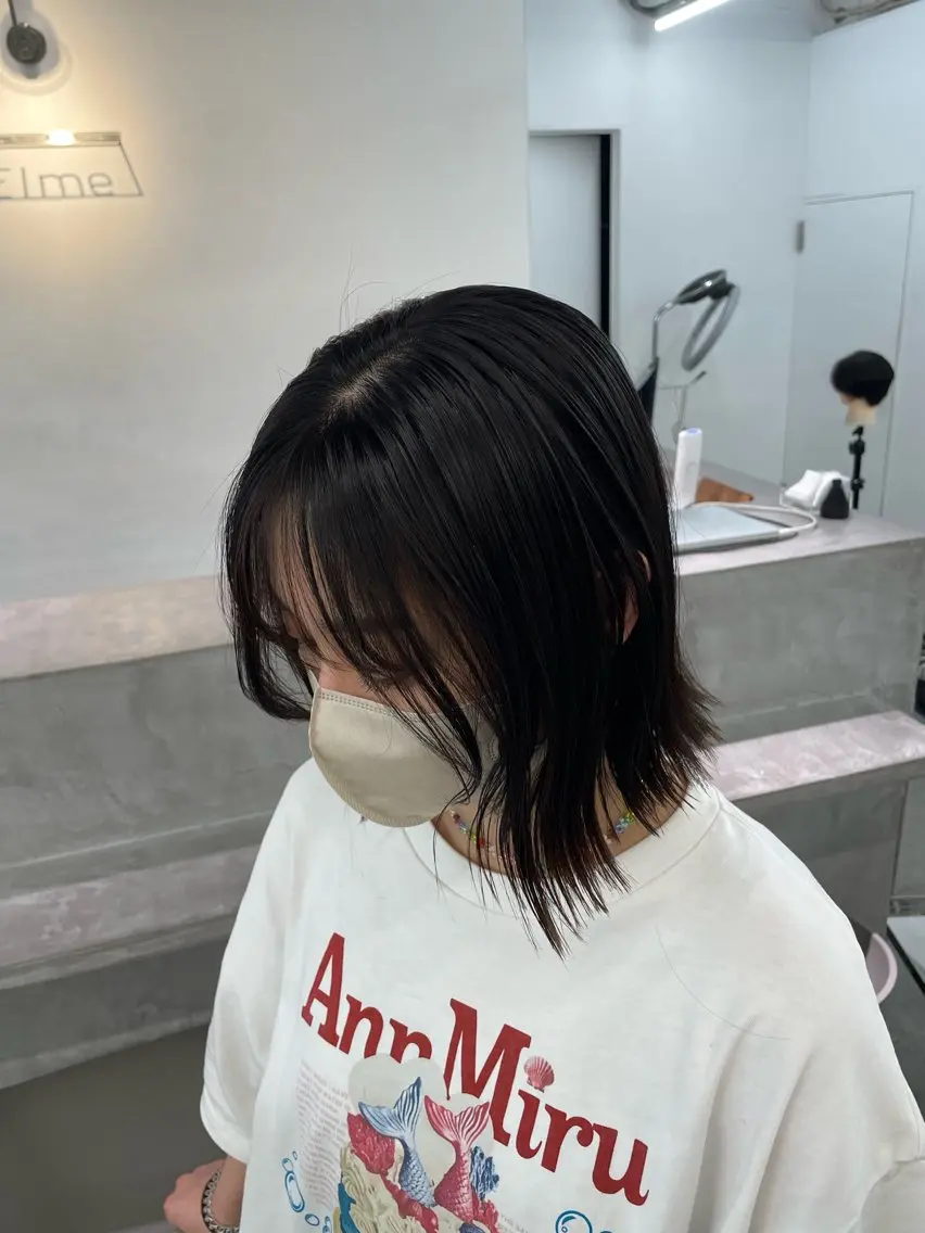 ミディアム ミディアムパーマ ボブ 顔まわりレイヤー 髪質改善 レイヤーカット 縮毛矯正 【お洒落パーマ】 Elme　肥塚康汰郎のヘアスタイル